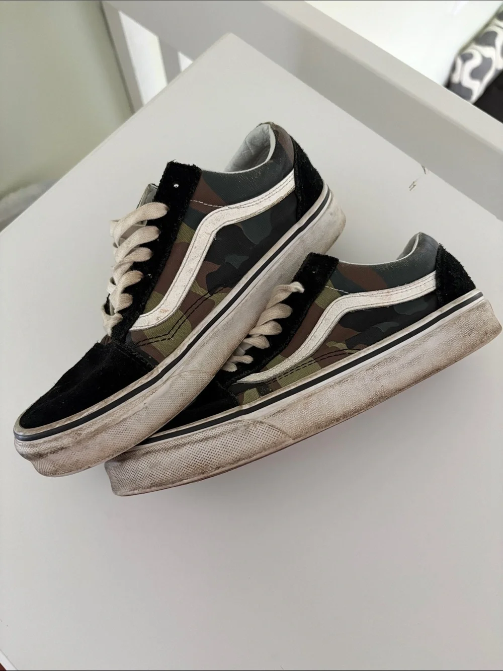 Vans Kids Old Skool Camo Black and Green Low-Top Sneakers